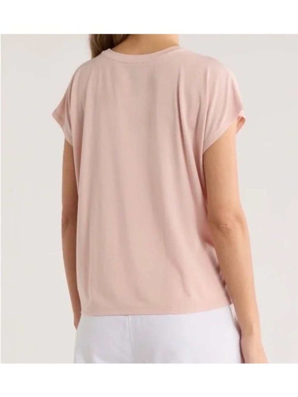 Eileen Fisher Women's Blush Pink Short Sleeve Scoop Neck Top Blouse Sz XL 3081 - Picture 5 of 11